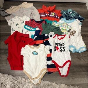 15 baby boy onesies Variety bunch- size 3-6 months